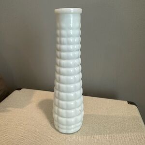 Textured White Ceramic Column Vase - Classic Home Accent